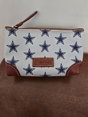 Dooney & Bourke NFL Dalllas Cowboys Star Print Zip Pouch with Brown Trim